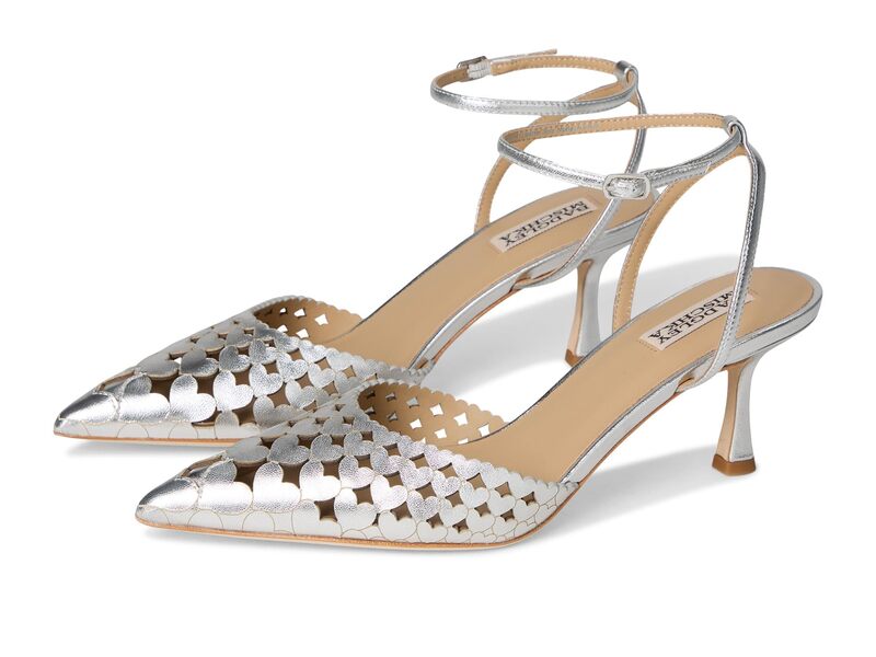 バッジェリーミシュカ レディース シューズ 踵 Badgley Mischka Omelia Silver Metallic しろがね色