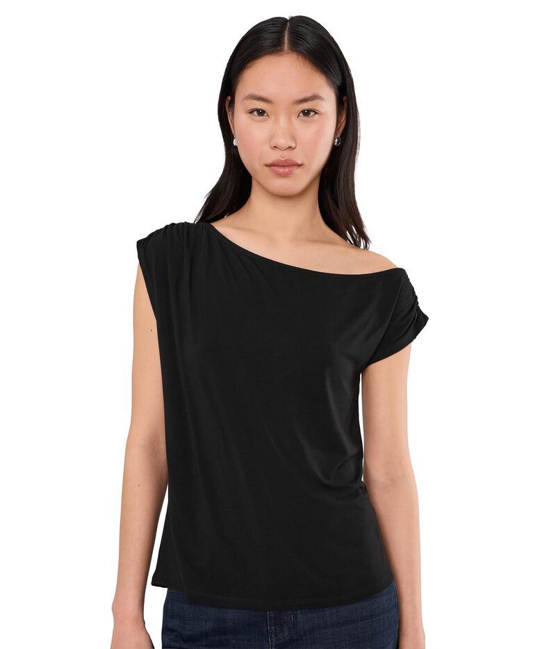リヴァプール ロサンゼルス レディース トップス シャツ オフショルダー ニット Liverpoolos Angeleshort Sleeve Asymetric Off-Shoulder Knitop Black ブラック|ReVida 店