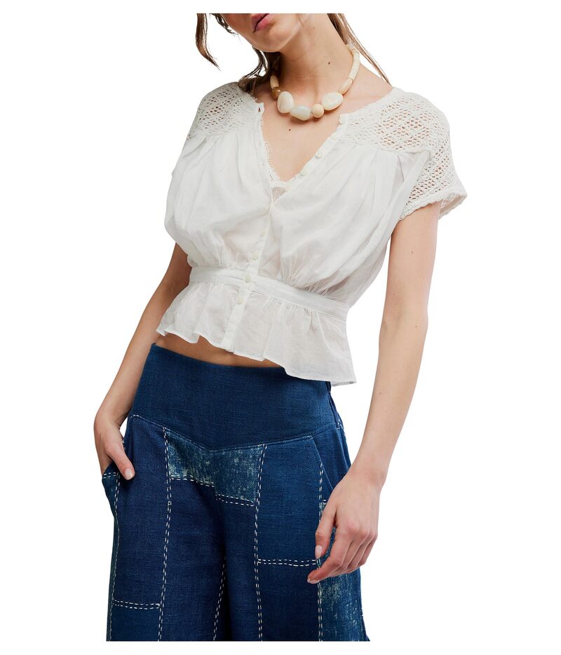 フリーピープル レディース トップス シャツ 刺繍 Free People Glimmer Embroidered Top Clean Ivory アイボリー|ReVida 店