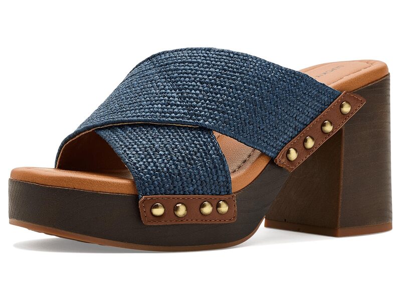 ラッキーブランド レディース シューズ ヒール サンダル Lucky Brand Casyna Crosstrap Studded Heel Sandals Navy Blazer ネイビー｜ReVida 店