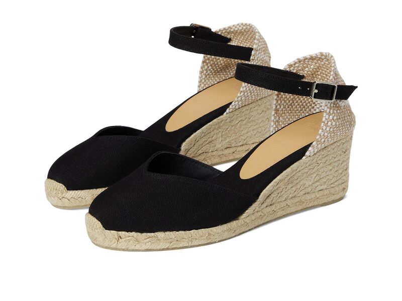 カスタ ニエール レディース シューズ 踵 CASTANER Chiarita 60 粍 Wedgespadrille Black 黒いこと