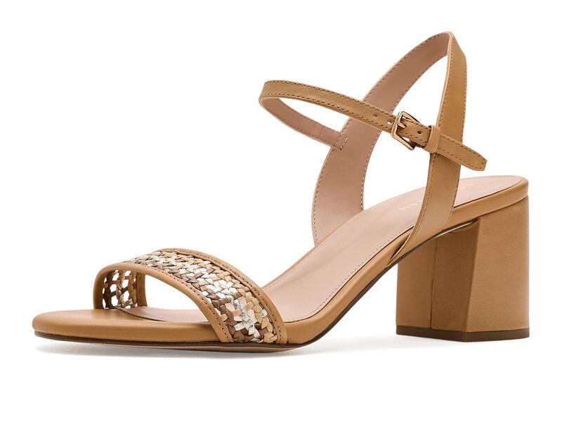 電話を掛けるハーン レディース シューズ 踵 サンダル Cole Haan Josie Block Heel Sandals 65粍 Biscuit Leather/Neutral Woven
