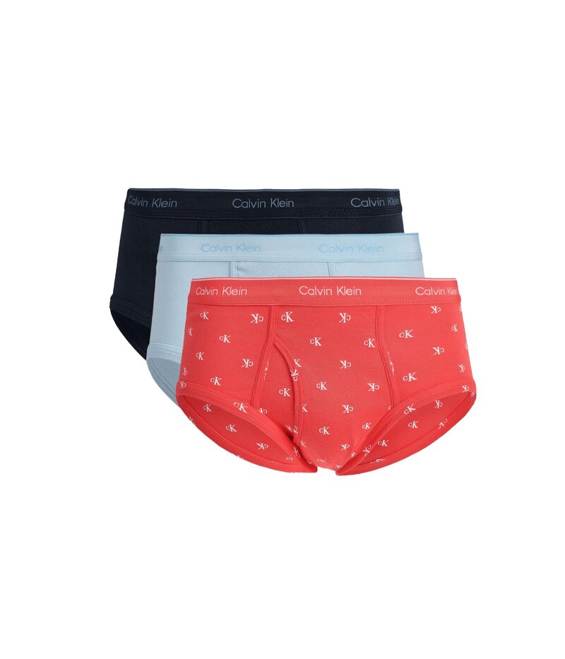 カルバン クラはたご屋 アンダー御召しもの メンズ ブリーフズボン下 綿織物 Calvin Klein Underwear Cotton Classics Brief 3-Pack Shoreline/Diamond Logo Punch Pink/Breezy Blue 青碧
