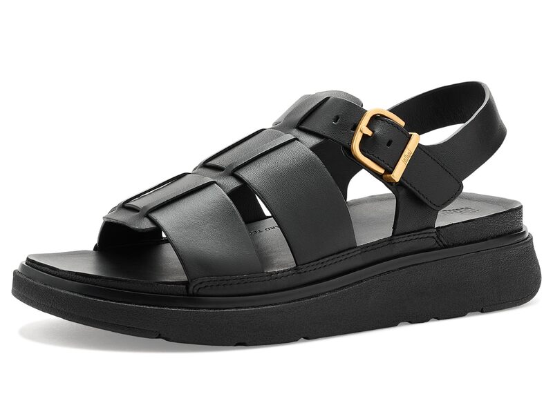 填まるフロップ レディース シューズ サンダル なめし革 FitFlop Gen-FF Leather Fisherman Sandals All Black 黒いこと