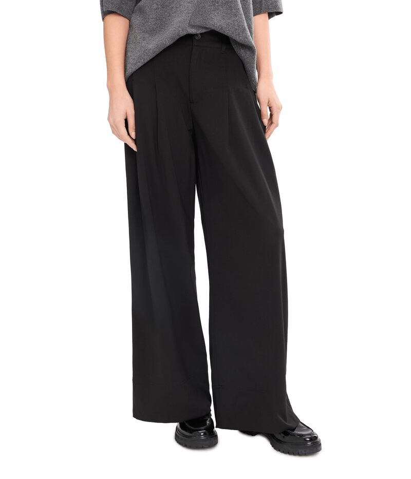 リヴァプール ロサンゼルス レディース ボトムス カジュアルパンツ ワイドレッグ プリーツ Liverpoolos Angeles High-rise Pleated Wide Leg Trouser 30" Inseam Black ブラック|ReVida 店