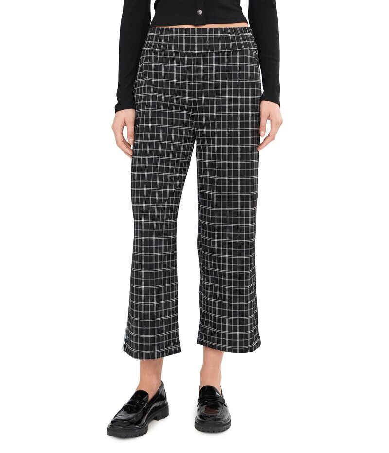 リヴァプール ロサンゼルス レディース ボトムス カジュアルパンツ Liverpoolos Angeles Mabel Mid-Rise Pull-on Crop Stovepipe With Side Stripe Pant 25" Inseam Black/White Graph Plaid ホワイト|ReVida 店