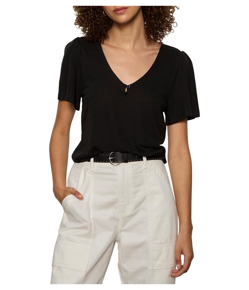 サンクチュアリー レディース トップス シャツ Sanctuary Keyhole Flutter Tee Black ブラック|ReVida 店