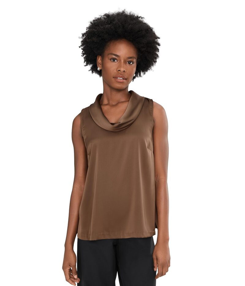 ヴィンスカムート レディース トップス シャツ ノースリーブラウス Vince Camuto Cowl Neck Sleeveless Blouse Cocoa ココア｜ReVida 店