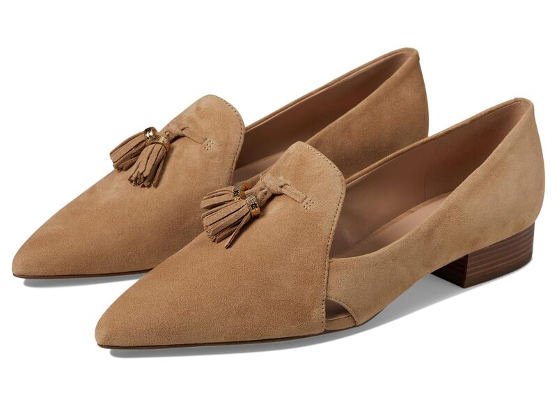 電話を掛けるハーン レディース シューズ スリッポン・ローファー Cole Haan Vanya Tassel Flat Blush Tan Suede 毛はらい 靴-ローファー
