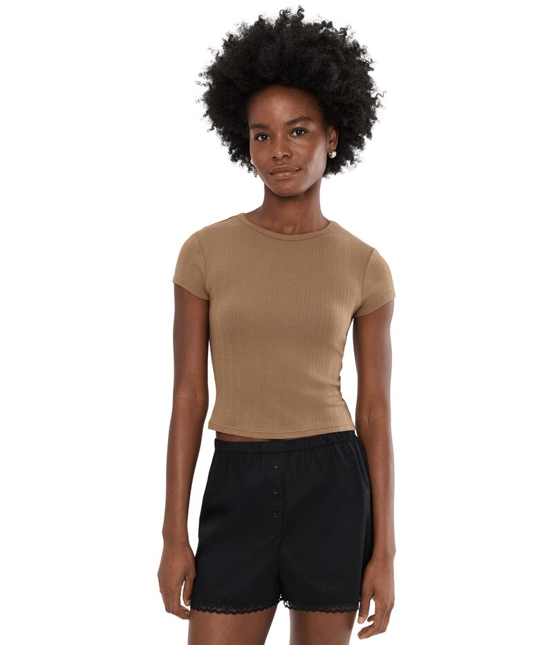 フリーピープル レディース トップス プルオーバー Free People Wait A Minute Baby Tee Antique Bronze