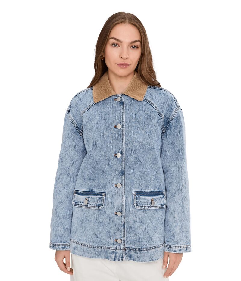 アヴェックレフィーユ レディース アウター 厚地の外套 上衣 Avec Les Filles Relaxed Barn Jacket Light Wash Diamond