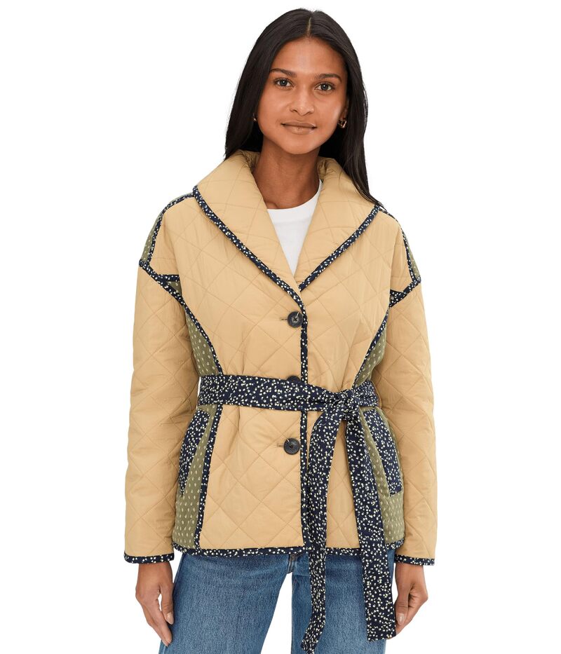 アヴェックレフィーユ レディース アウター 厚地の外套 キルティング 上衣 Avec Les Filles Quilted Wrap Jacket With Belt Foamulti マルチ色つや
