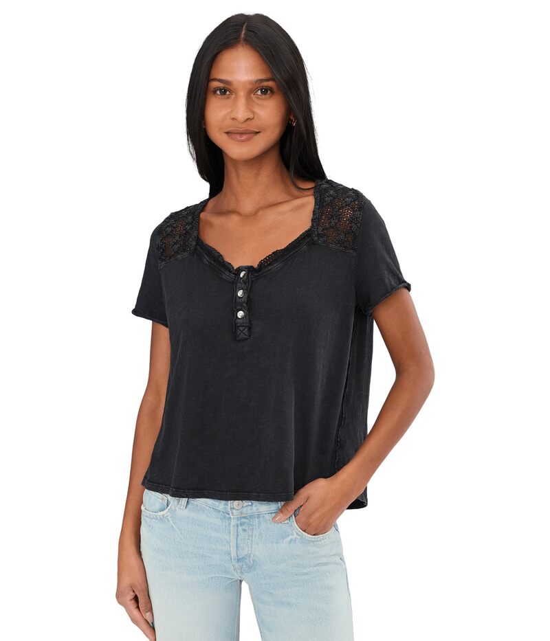 フリーピープル レディース トップス シャツ Free People We The Free Heirloom Henley Black ブラック|ReVida 店