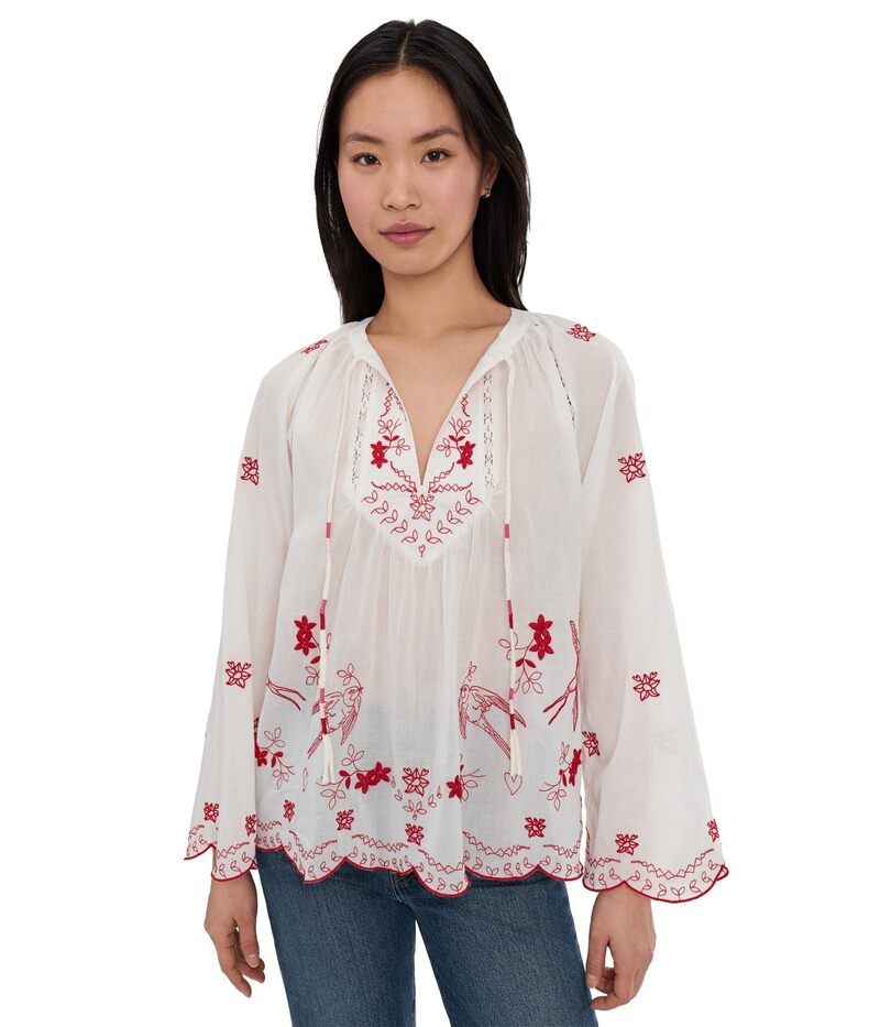 ジョニーワズ レディース トップス プルオーバー トップ Johnny Was Laney Scallop Blouse Off White 象牙色