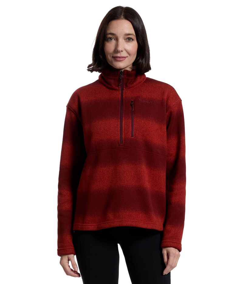 マーモット レディース アウター パーカー・スウェット プリント Marmot Heavyweight Drop Line Printed 1/2 Zip Sumac Ombre｜ReVida 店