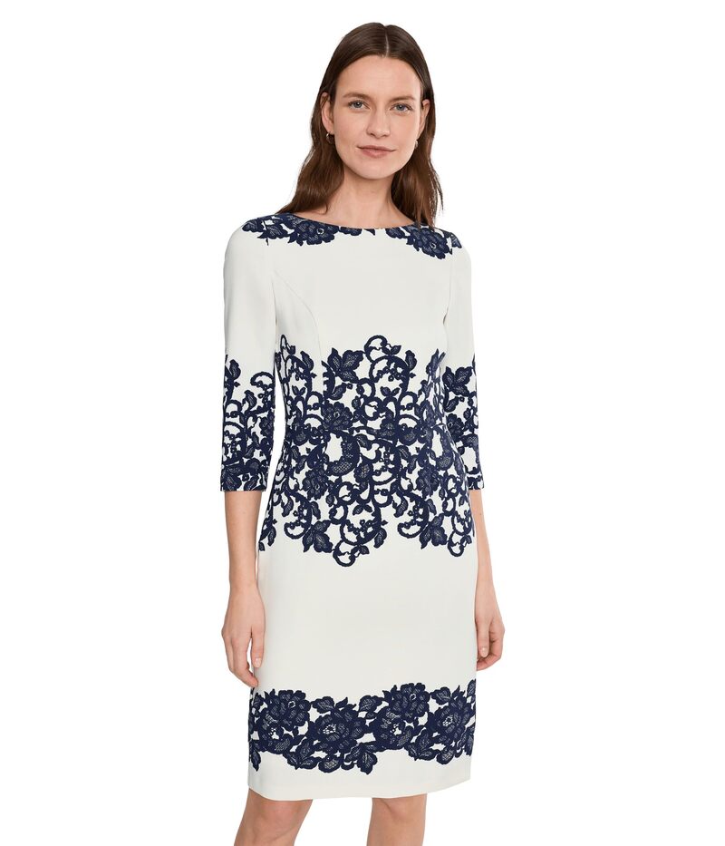 アドリアナ パペル レディース トップス 衣装 スピード競技 Adrianna Papell Scrollace Short Dress Ivory/Navy 象牙色