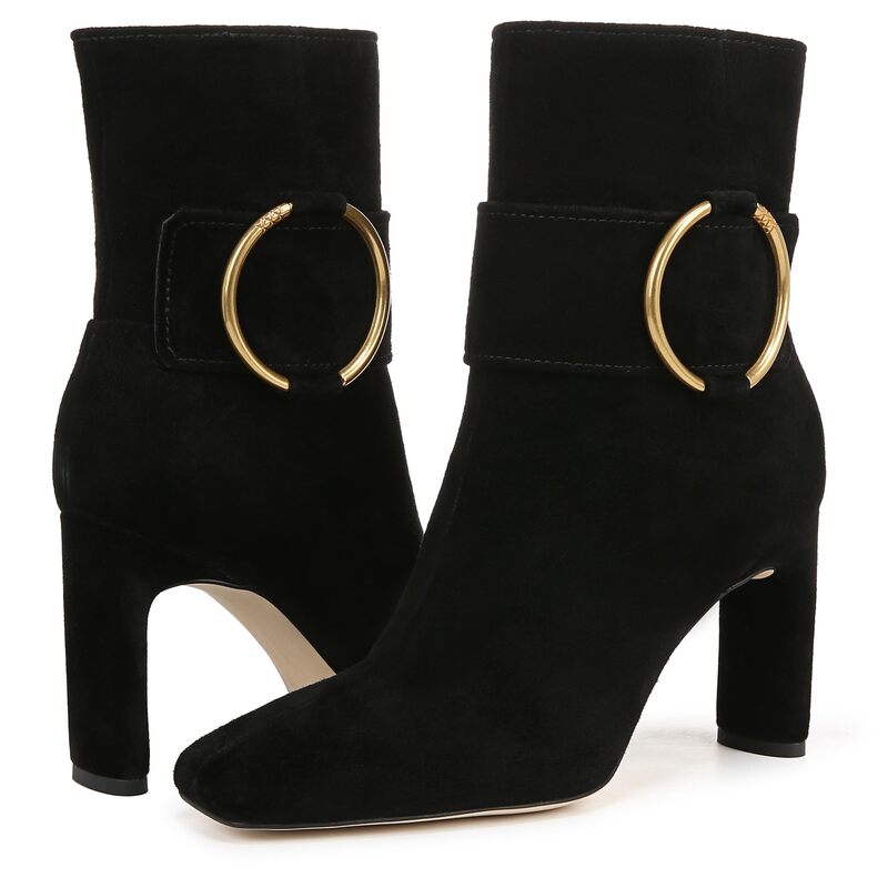 フランコサルト レディース シューズ ブーツ・レインブーツ Franco Sarto Flexa Elia Black Suede 黒いこと