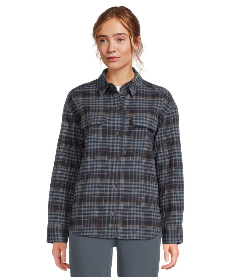 ロイヤルロビンズ レディース トップス シャツ Royal Robbins Vista Flannel Shacket Deep Blue Antelope Pld ブルー｜ReVida 店