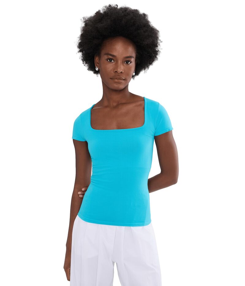 フリーピープル レディース トップス シャツ Free People Sunfade Clean Lines Baby Tropical Blue ブルー｜ReVida 店