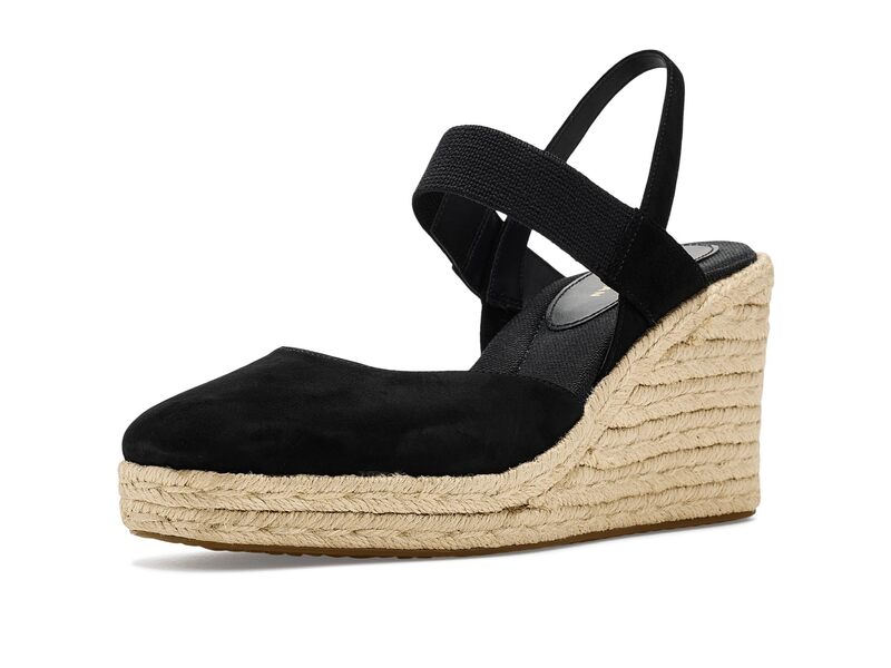 電話を掛けるハーン レディース シューズ 踵 Cole Haan Cloudfeel Kenna Espadrille Wedge Black Suede/Elastic 黒いこと