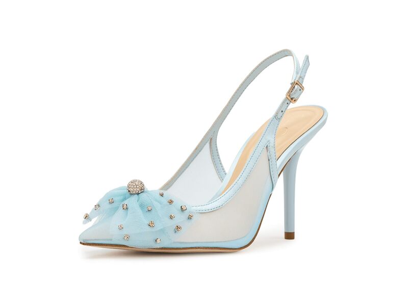 ジェシカシンプソン レディース シューズ 踵 チュール Jessica Simpson Lavilra Tulle Bow Embellished Pumps Light Blue 青み