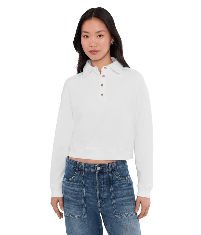 モッドドック レディース アウター パーカー・スウェット ポロシャツ Mod-o-doc Long Sleeve Polo Sweatshirt White ホワイト|ReVida 店