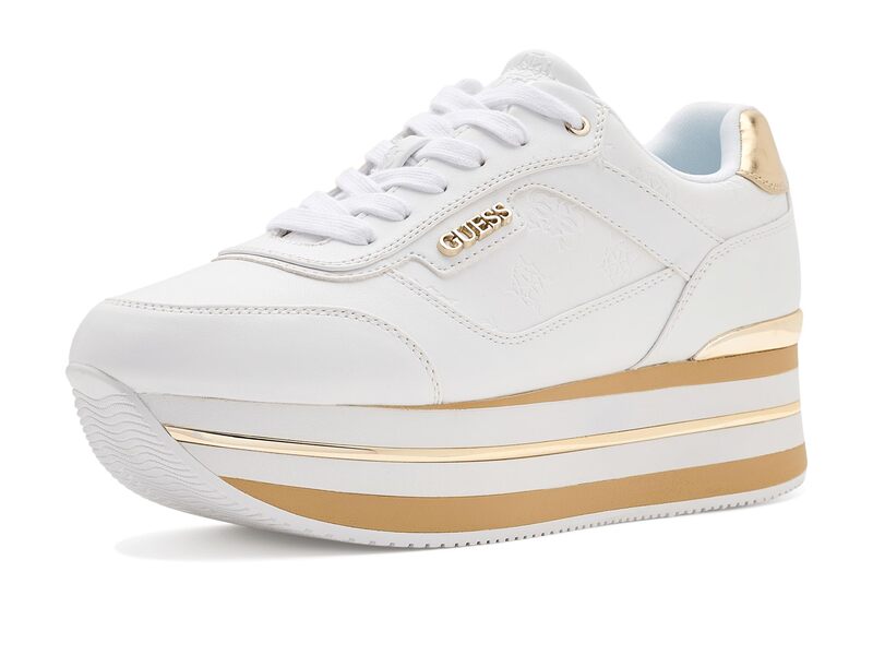 ゲス レディース シューズ スニーカー GUESS Hansin White/Gold 白いこと