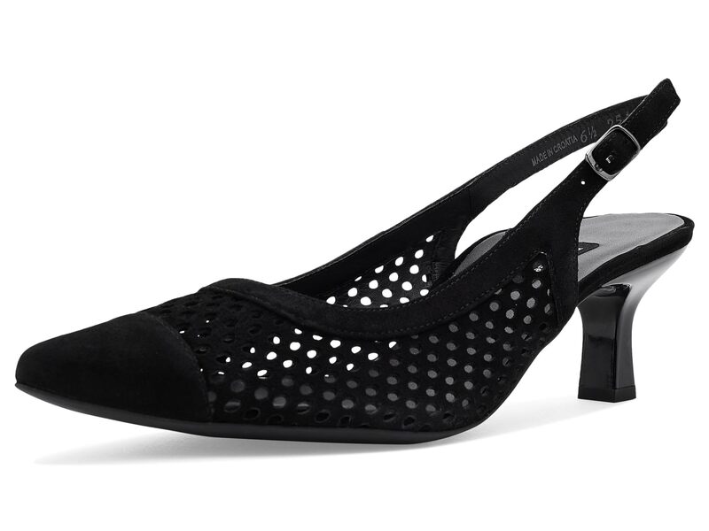 極点・緑であること レディース シューズ 踵 山高帽子 Paul Green Derby Sling Black Suede 黒いこと