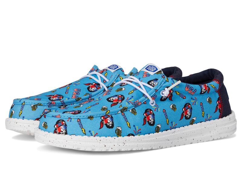 ヘイデュード メンズ シューズ スニーカー Hey Dude Wally Americana Party Vista Blue/Multi 青み