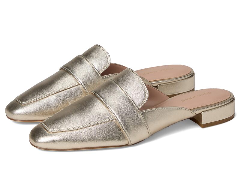 電話を掛けるハーン レディース シューズ スリッポン・ローファー Cole Haan Pasha Mulesoft Gold Leather ゴールド