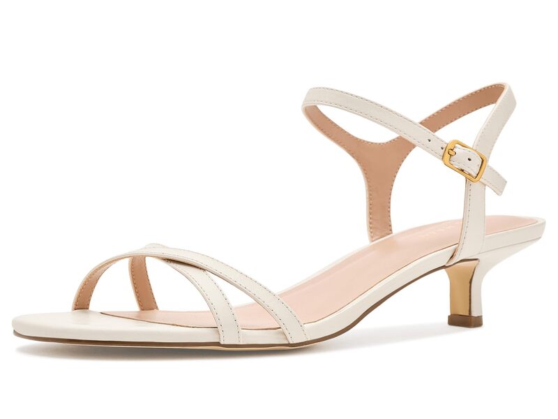 電話を掛けるハーン レディース シューズ 踵 サンダル Cole Haan Leni Kitten Heel Strappy Sandals 40粍 Ivory Leather 象牙色