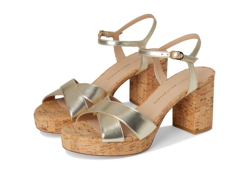 スチュアート ワイツマン レディース シューズ 踵 プラットホーム Stuart Weitzman Dayna Platform 80 Light Gold ゴールド