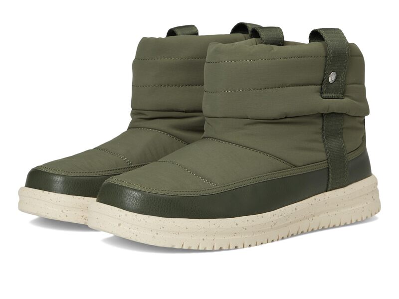 ヘイデュード レディース シューズ ブーツ・レインブーツ ナイロン Hey Dude Camden Cuff Nylon Quilt Dark Olive オリーブ｜ReVida 店