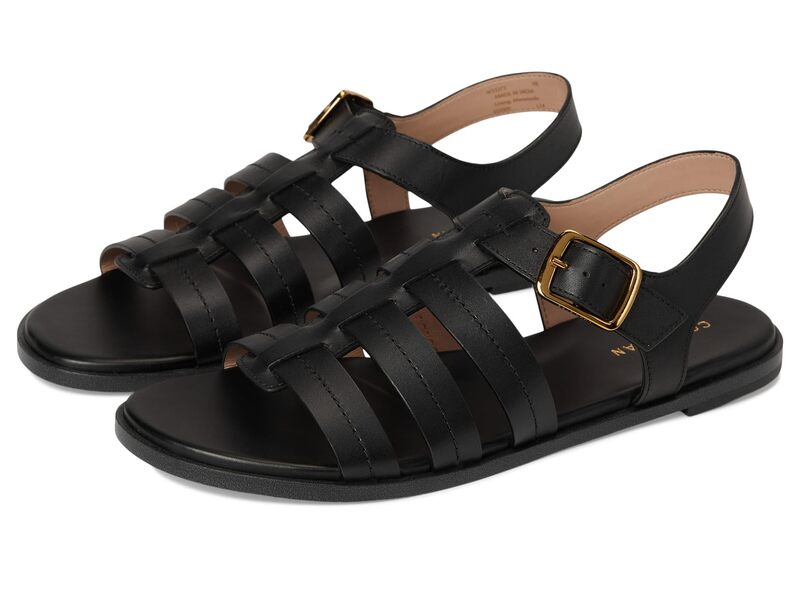 電話を掛けるハーン レディース シューズ サンダル Cole Haan Flynn Fishman Sandals Black Leather 黒いこと