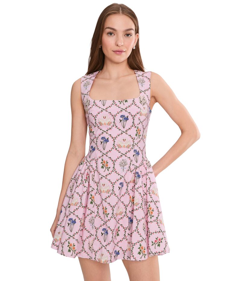 アヴェックレフィーユ レディース トップス ワンピース ミニ Avec Les Filles Hip Flounce Square Neck Mini Dress Bloom Felicity|ReVida 店