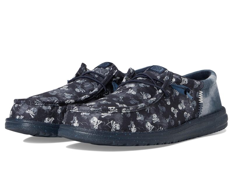 ヘイデュード メンズ シューズ スニーカー 刷り上げる Hey Dude Wally Funk Skull Print Vintage Blue/Navy Blazer 米国海軍