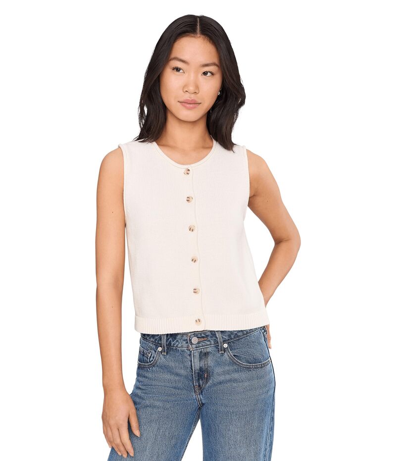 525 アメリカ レディース アウター コート ベスト 525 america Marianna Rolledge Button Front Vest Chalk チョーク｜ReVida 店