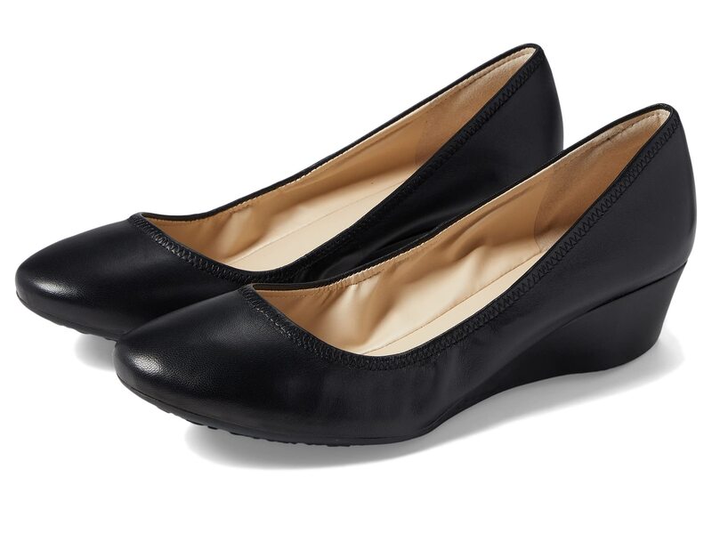 電話を掛けるハーン レディース シューズ 踵 Cole Haan Sloane Wedge Black Leather 黒いこと