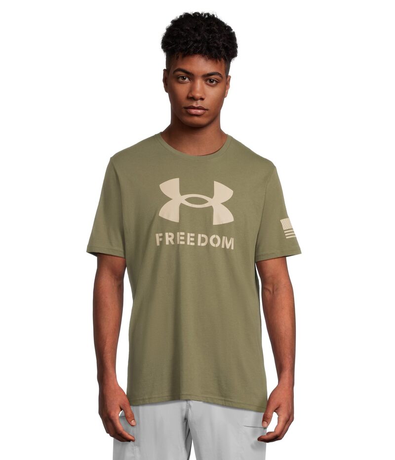 アンダーアーマー メンズ トップス プルオーバー ロゴタイプ Under Armour Freedom Logo T-Shirt Marine OD Green/Desert Sand 緑であること トップス-メンズファッション