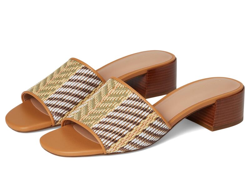 電話を掛けるハーン レディース シューズ 踵 サンダル Cole Haan Calli Single Band Sandal Striped Raffia/Biscuit Leather 縞模様
