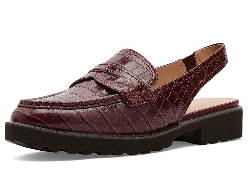 電話を掛けるハーン レディース シューズ スリッポン・ローファー Cole Haan Gwendolyn Penny Sling Mahogany Crocodile Print Leather