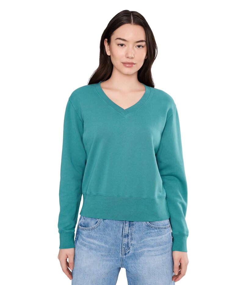 モッドドック レディース アウター パーカー・スウェット Vネック シャツ Mod-o-doc Long Sleeve Deep V-Neck Sweatshirt Frozen Teal ティール|ReVida 店