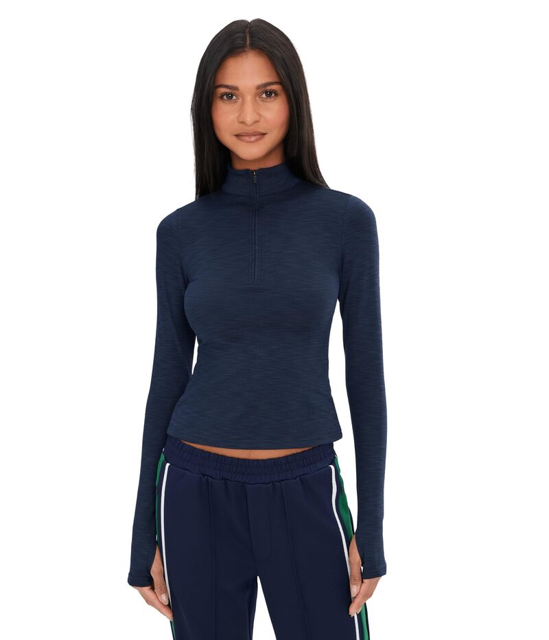 スピリッツフィフティファイブ レディース アウター パーカー・スウェット ハーフジップ Splits59 Stevie Active Rib Half Zip Waist Lengtheather Indigo ギョリュウモドキ