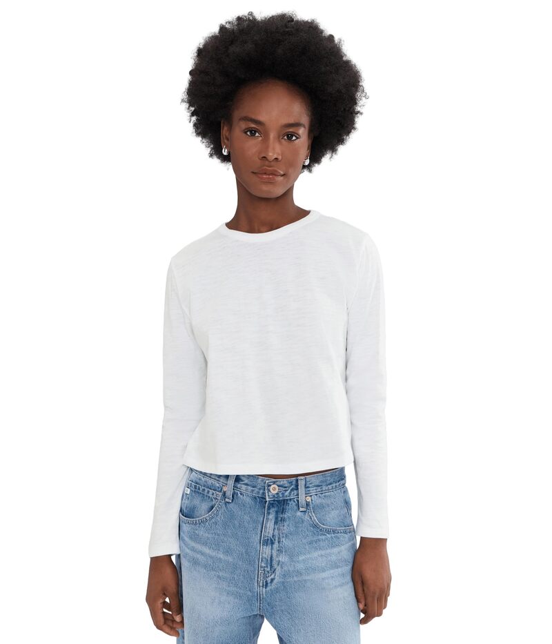 リラピー レディース トップス シャツ クロップド Lilla P Long Sleeve Cropped Boyfriend White ホワイト｜ReVida 店