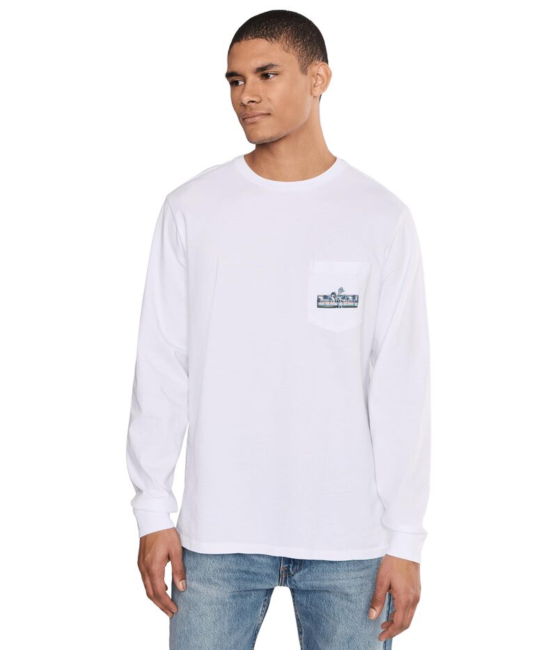 ヴァインヤードヴァインズ メンズ トップス プルオーバー ロゴタイプ Vineyard Vinesunset Golf Logo Box Long Sleeve Tee White Cap 白いこと
