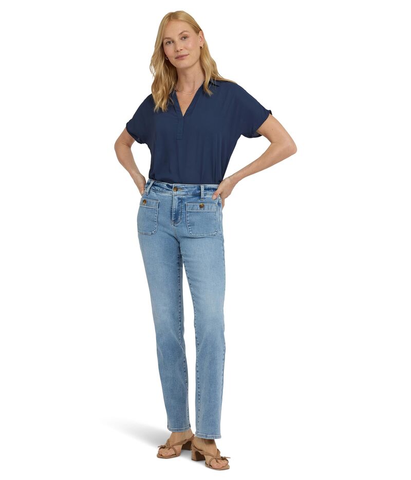 エヌワイディージェイ レディース ボトムス ジーンズズボン下 NYDJ Straight Front Button Patch Pockets Mist Springs