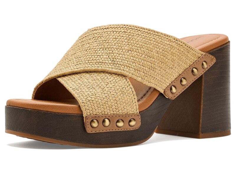 ラッキーブランド レディース シューズ ヒール サンダル Lucky Brand Casyna Crosstrap Studded Heel Sandals Dark Natural|ReVida 店
