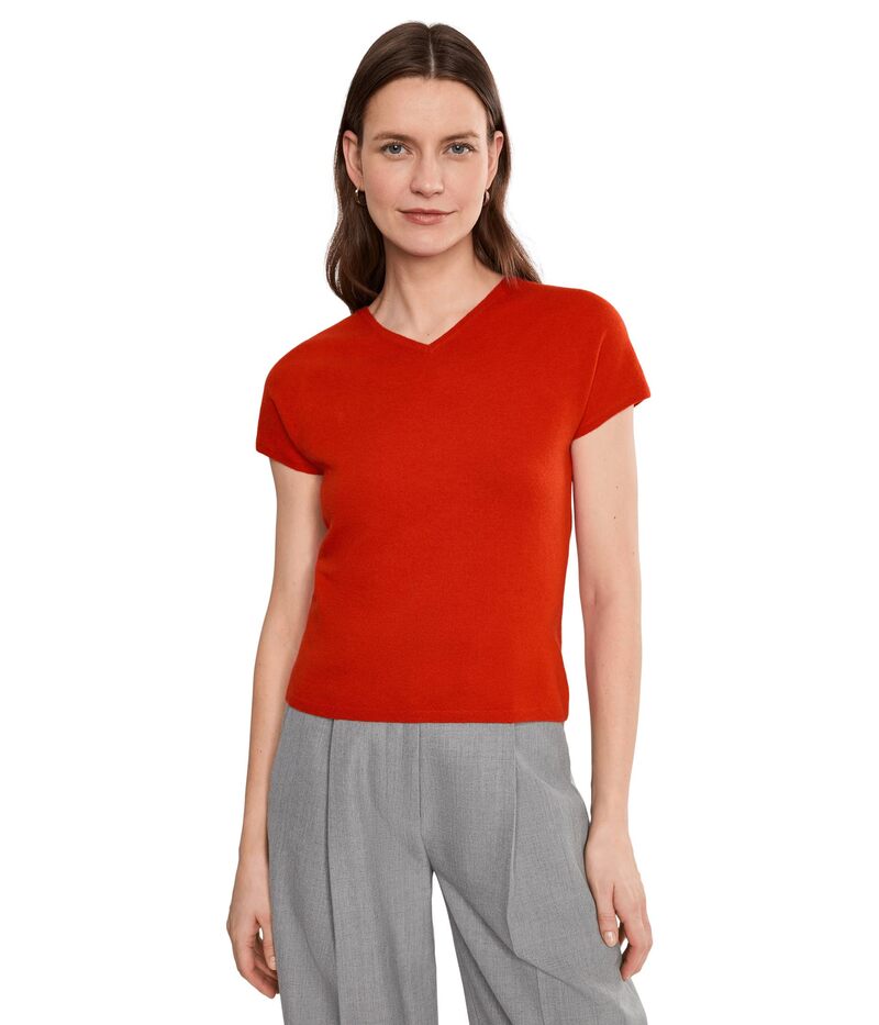ヴィンス レディース アウター ニット・セーター Vネック Vince High V-Neck Short Sleeve Poppy|ReVida 店