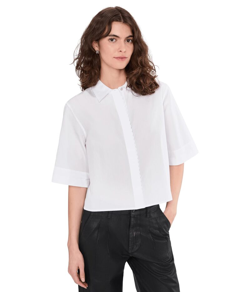 ヴィンス レディース トップス プルオーバー Vince Scallop Detail Short Sleeve Shirt Optic White 白いこと