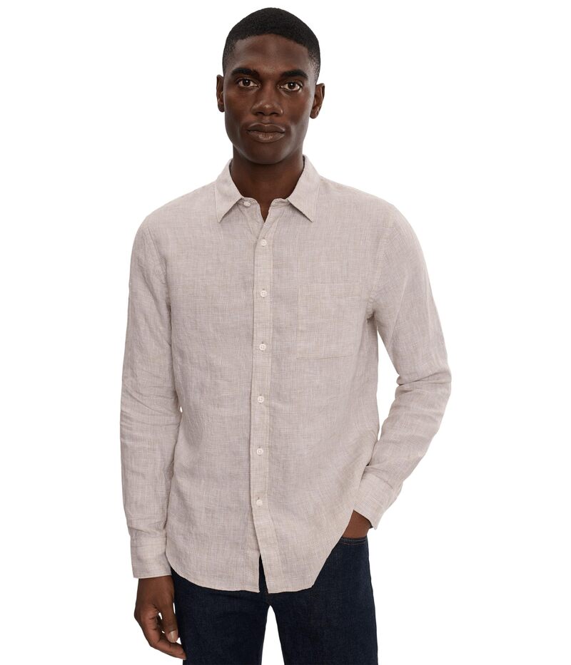 ヴィンス メンズ トップス シャツ Vince Classic Fit Long Sleeve Separate Placket Shirteak/Optic White ホワイト|ReVida 店
